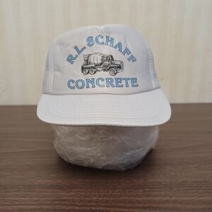 VTG R.L. Schaff Concrete Snapback Cap Trucker Hat Puffy Paint Foam USA